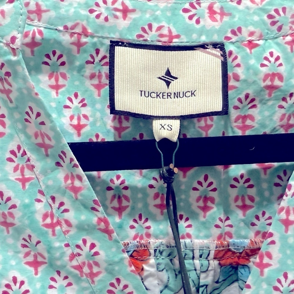 Tuckernuck Teal and seagrass block print dress size XS new with tags - Picture 5 of 6